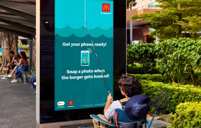Go fishing for burgers with this new bus stop game by McDonald's Singapore